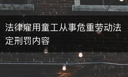法律雇用童工从事危重劳动法定刑罚内容