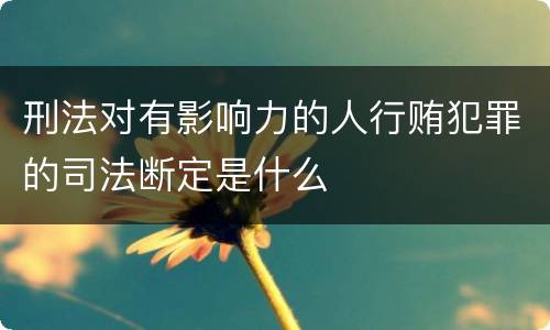 刑法对有影响力的人行贿犯罪的司法断定是什么