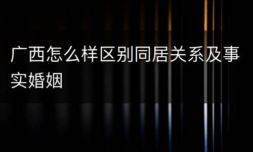 广西怎么样区别同居关系及事实婚姻