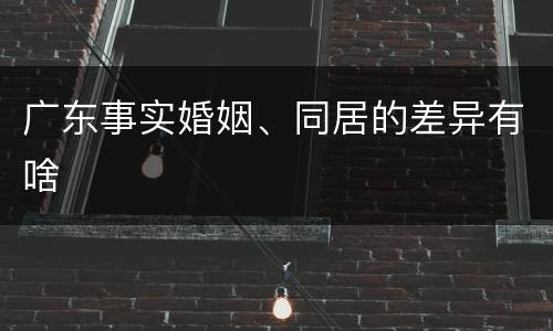 广东事实婚姻、同居的差异有啥