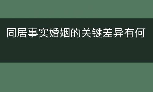 同居事实婚姻的关键差异有何