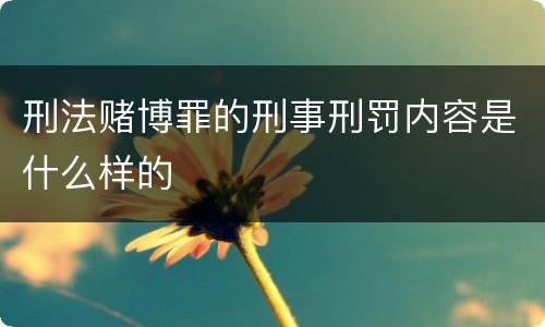 刑法赌博罪的刑事刑罚内容是什么样的