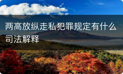 两高放纵走私犯罪规定有什么司法解释