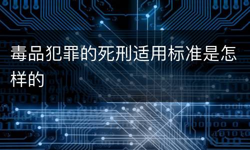 毒品犯罪的死刑适用标准是怎样的