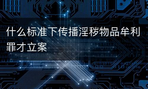 什么标准下传播淫秽物品牟利罪才立案