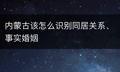 内蒙古该怎么识别同居关系、事实婚姻
