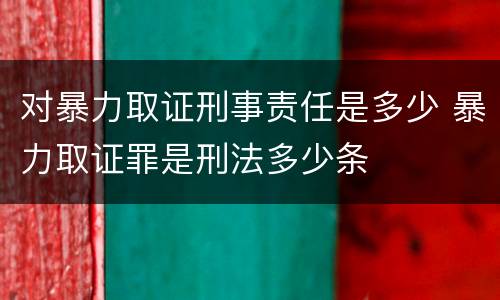对暴力取证刑事责任是多少 暴力取证罪是刑法多少条