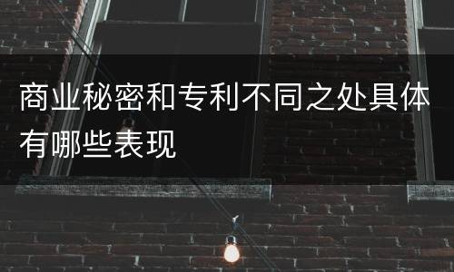 商业秘密和专利不同之处具体有哪些表现