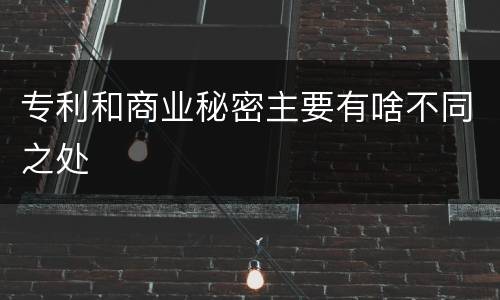 专利和商业秘密主要有啥不同之处