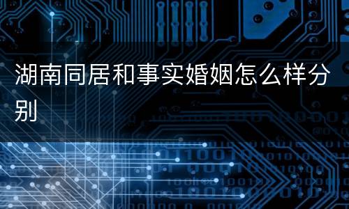 湖南同居和事实婚姻怎么样分别