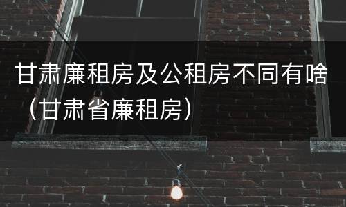 甘肃廉租房及公租房不同有啥（甘肃省廉租房）
