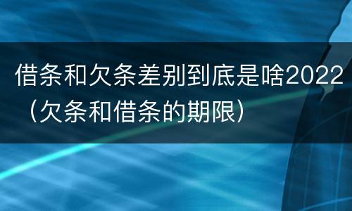 借条和欠条差别到底是啥2022（欠条和借条的期限）
