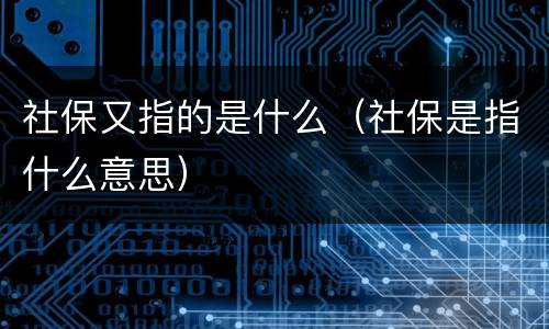 社保又指的是什么（社保是指什么意思）