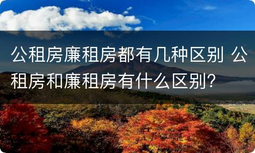 公租房廉租房都有几种区别 公租房和廉租房有什么区别?