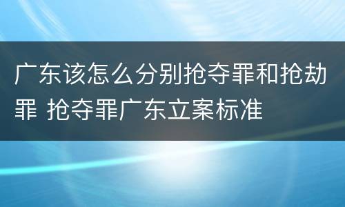 广东该怎么分别抢夺罪和抢劫罪 抢夺罪广东立案标准