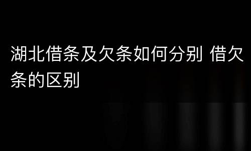 湖北借条及欠条如何分别 借欠条的区别