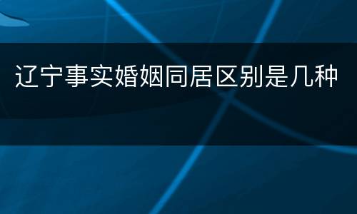 辽宁事实婚姻同居区别是几种