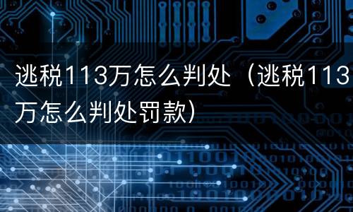 逃税113万怎么判处（逃税113万怎么判处罚款）