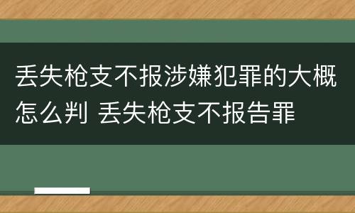 丢失枪支不报涉嫌犯罪的大概怎么判 丢失枪支不报告罪