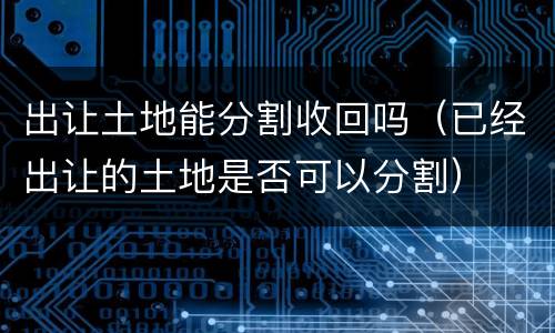 出让土地能分割收回吗（已经出让的土地是否可以分割）