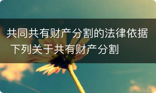 共同共有财产分割的法律依据 下列关于共有财产分割