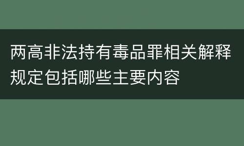 两高非法持有毒品罪相关解释规定包括哪些主要内容