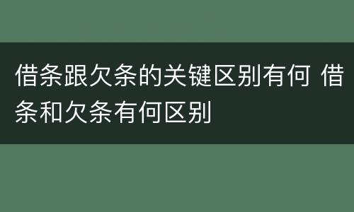 借条跟欠条的关键区别有何 借条和欠条有何区别