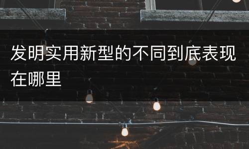 发明实用新型的不同到底表现在哪里