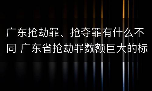 广东抢劫罪、抢夺罪有什么不同 广东省抢劫罪数额巨大的标准