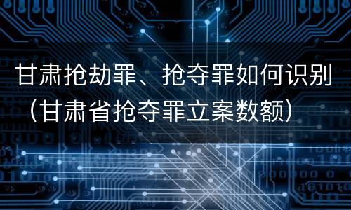甘肃抢劫罪、抢夺罪如何识别（甘肃省抢夺罪立案数额）