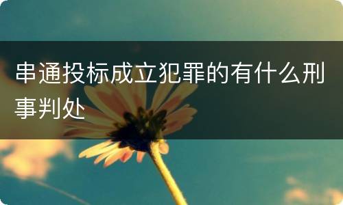 串通投标成立犯罪的有什么刑事判处