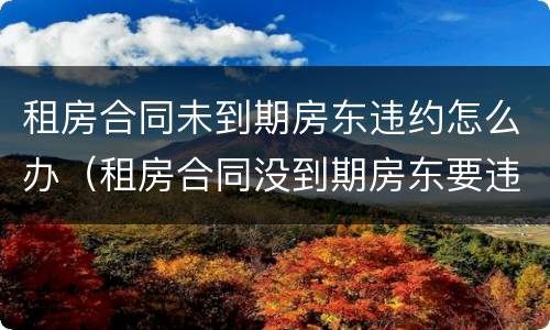 租房合同未到期房东违约怎么办（租房合同没到期房东要违约 违约金怎么算）