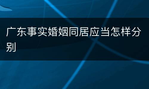 广东事实婚姻同居应当怎样分别