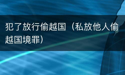 犯了放行偷越国（私放他人偷越国境罪）