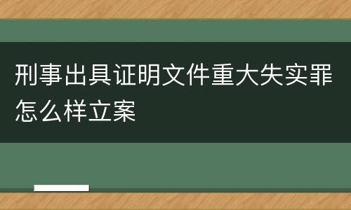 刑事出具证明文件重大失实罪怎么样立案