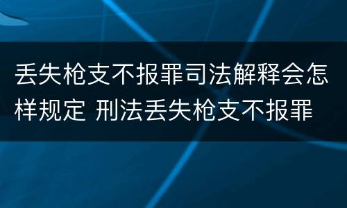 丢失枪支不报罪司法解释会怎样规定 刑法丢失枪支不报罪