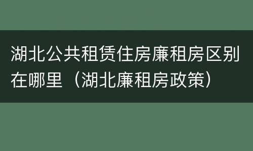 湖北公共租赁住房廉租房区别在哪里（湖北廉租房政策）