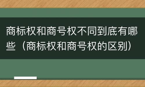 商标权和商号权不同到底有哪些（商标权和商号权的区别）