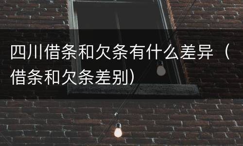 四川借条和欠条有什么差异（借条和欠条差别）