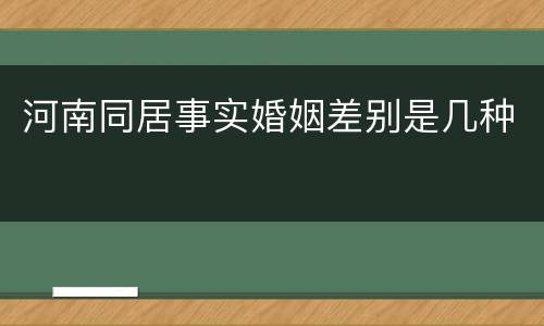 河南同居事实婚姻差别是几种