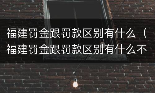 福建罚金跟罚款区别有什么（福建罚金跟罚款区别有什么不同）