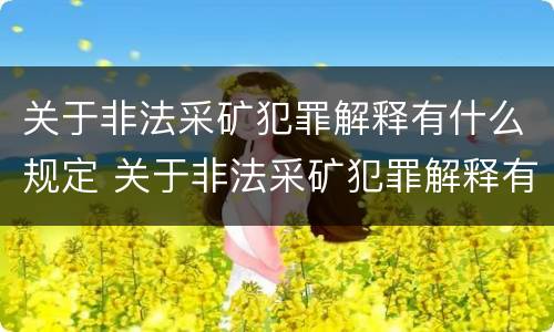 关于非法采矿犯罪解释有什么规定 关于非法采矿犯罪解释有什么规定吗