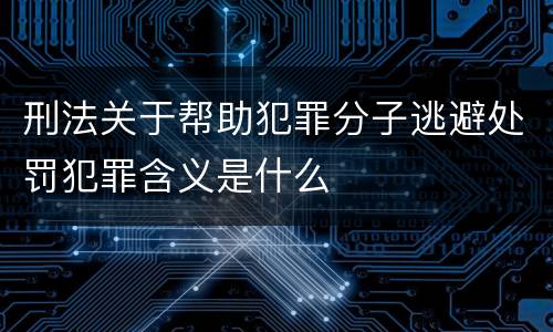 刑法关于帮助犯罪分子逃避处罚犯罪含义是什么