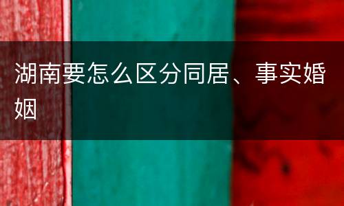 湖南要怎么区分同居、事实婚姻