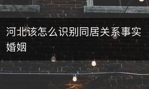 河北该怎么识别同居关系事实婚姻