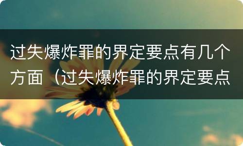 过失爆炸罪的界定要点有几个方面（过失爆炸罪的界定要点有几个方面内容）
