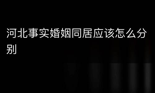 河北事实婚姻同居应该怎么分别