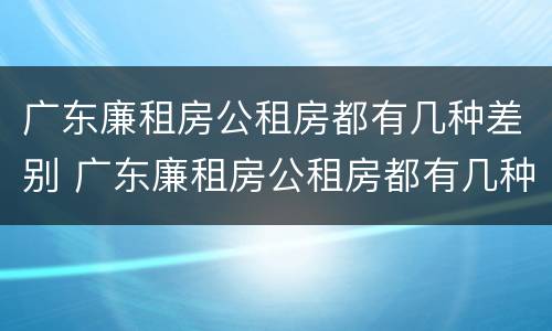 广东廉租房公租房都有几种差别 广东廉租房公租房都有几种差别吗