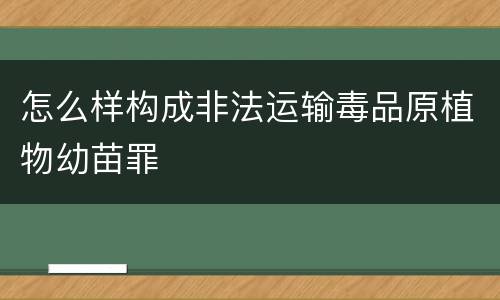 怎么样构成非法运输毒品原植物幼苗罪