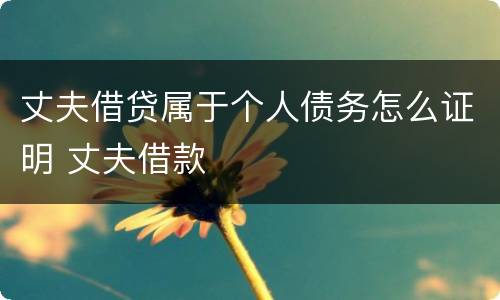 丈夫借贷属于个人债务怎么证明 丈夫借款